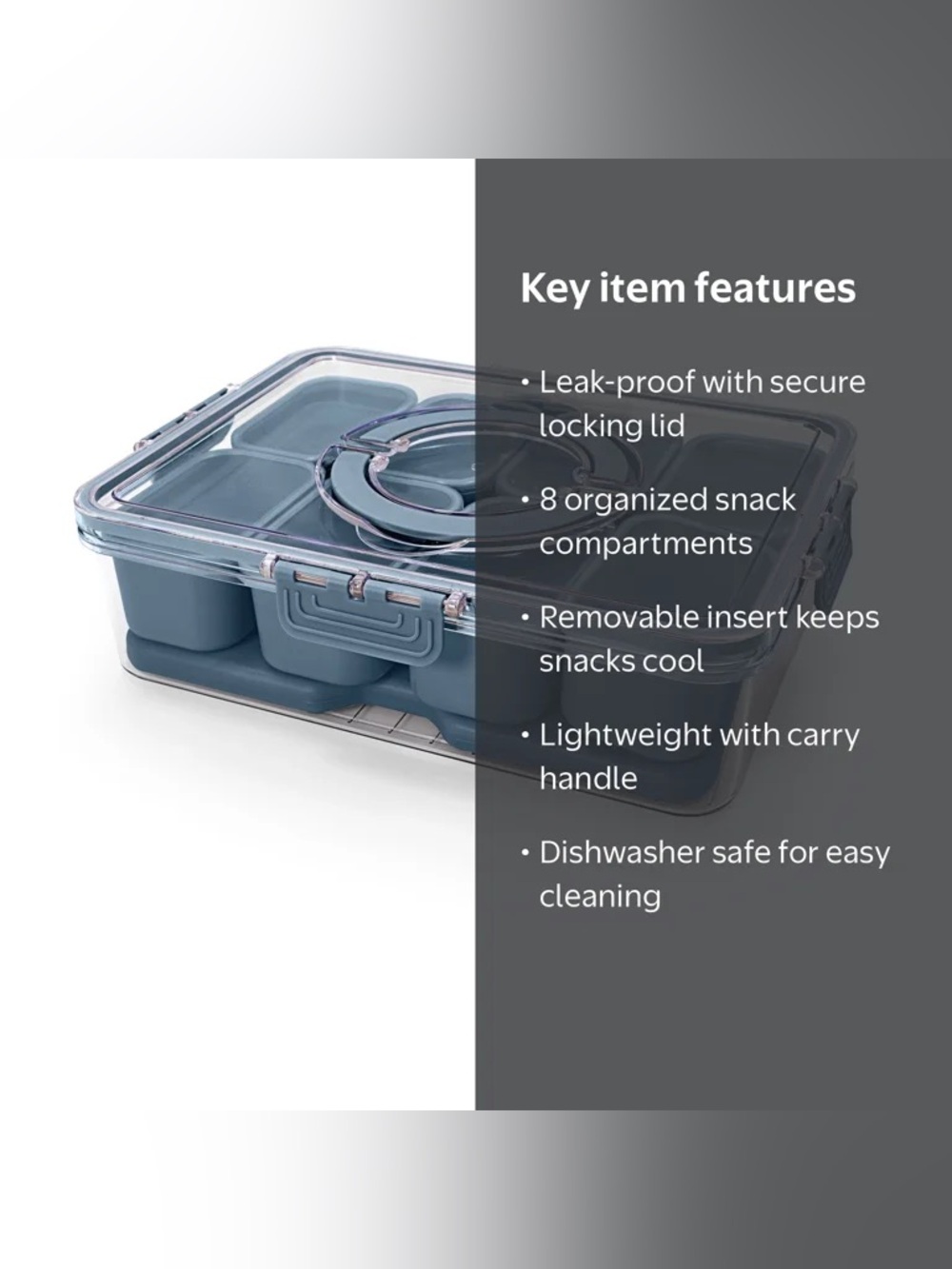 CWC Cook With Color On-The-Go Snackle Box 8 Compartment Travel Snack Container - Picture 5 of 9